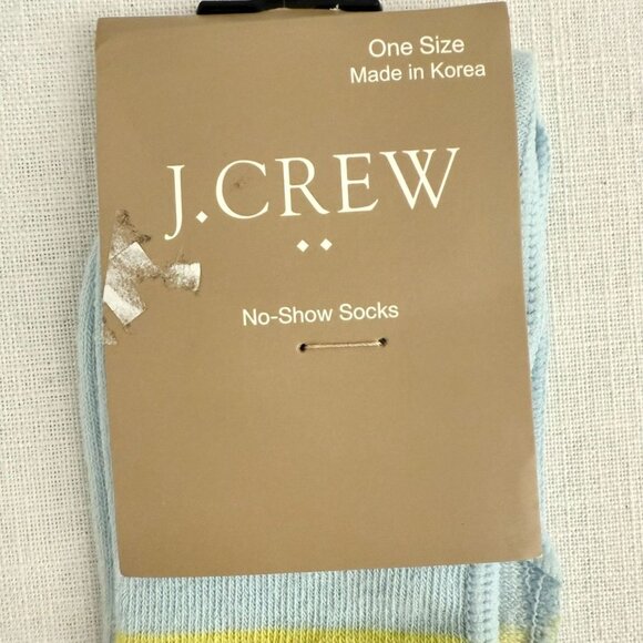 JCrew No Show Socks One Size Pastel Stripe Yellow Blue Cotton Blend Casual - Picture 3 of 7